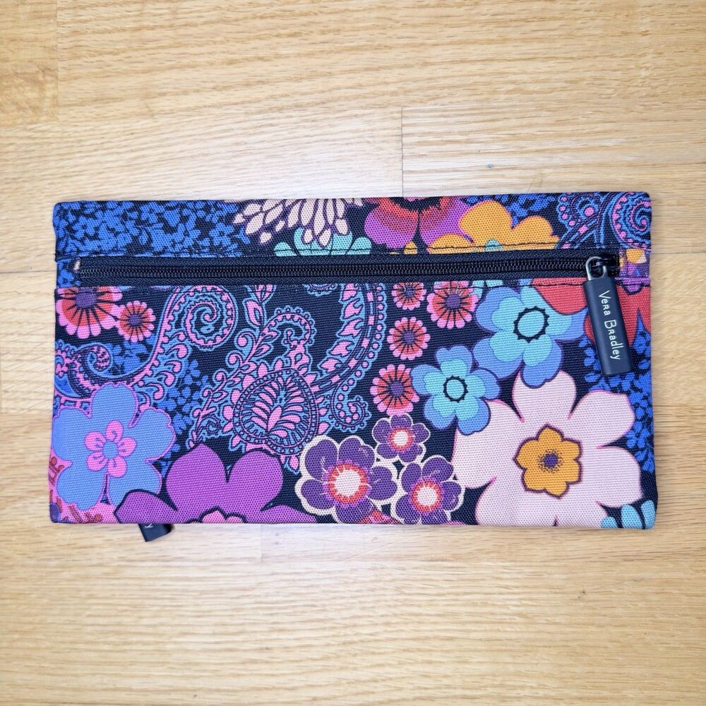 Vera Bradley Floral Fiesta Zip Pouch Cosmetic Pencil Case Multi GUC Maximalism